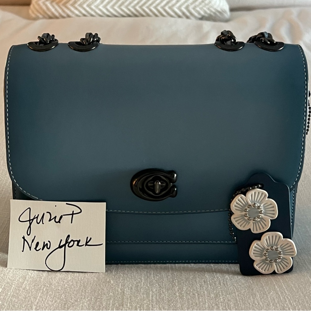 SOLD Pre-loved Coach 5211 Madison Shoulder Bag in Azure w/ Free Custom Hang Tag